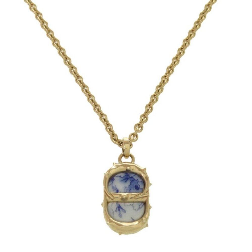 Dior CD Icon Logo Gold Blue Necklace Accessories 0575 - Picture 1 of 3